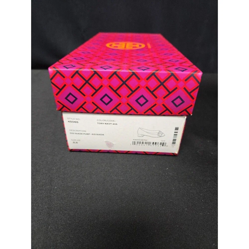 TORY BURCH NIB Women Size 5.5 M Navy Gigi Suede Pumps